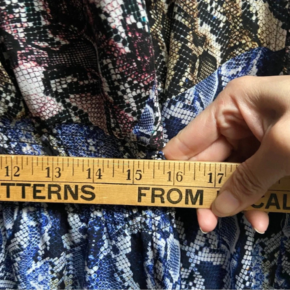 Parker Silk Tiered Blue Gladis Snakeskin Print Mini Dress Size XS - Picture 14 of 16